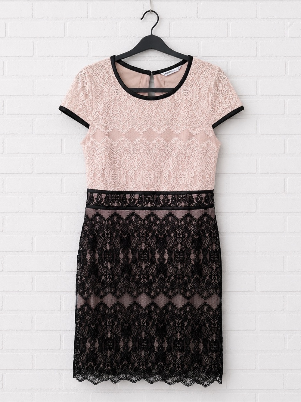 Kensie Cream and Black Lace Sheath Dress